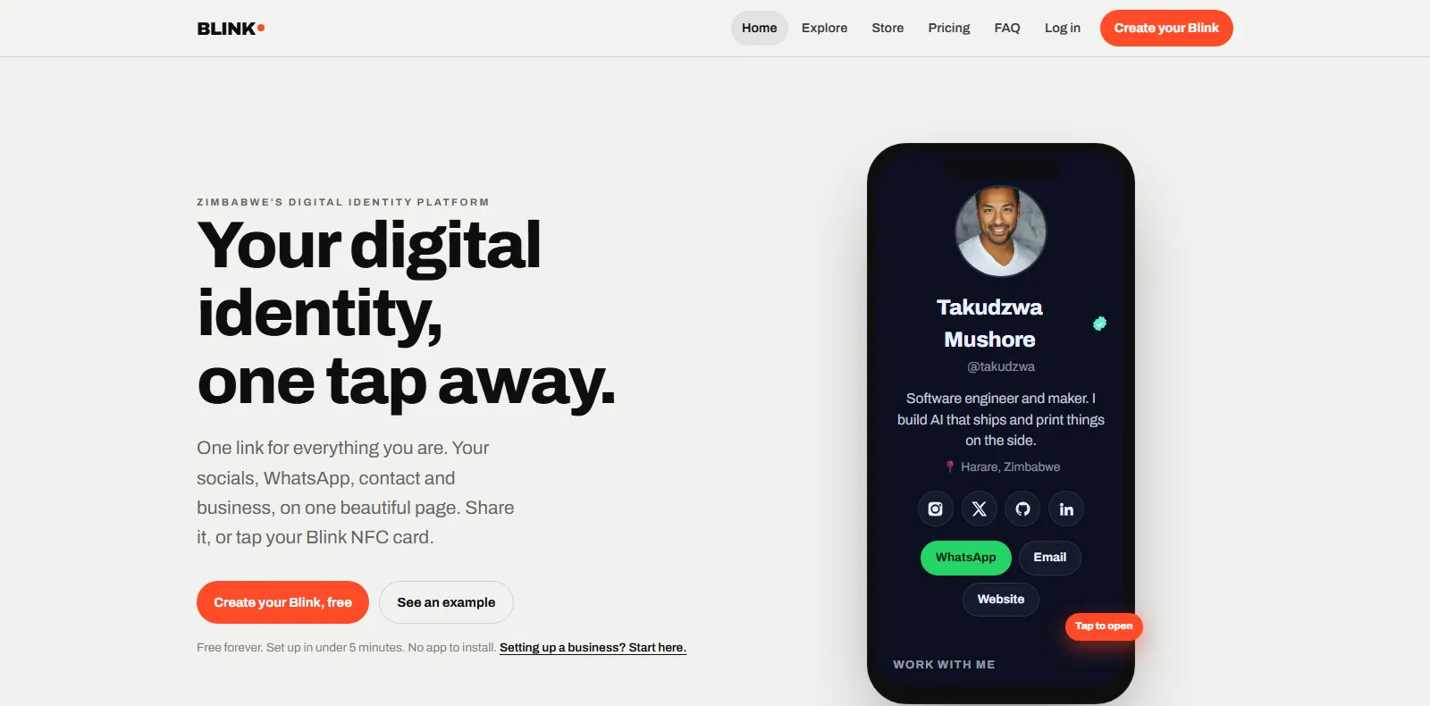 Blink website on desktop
