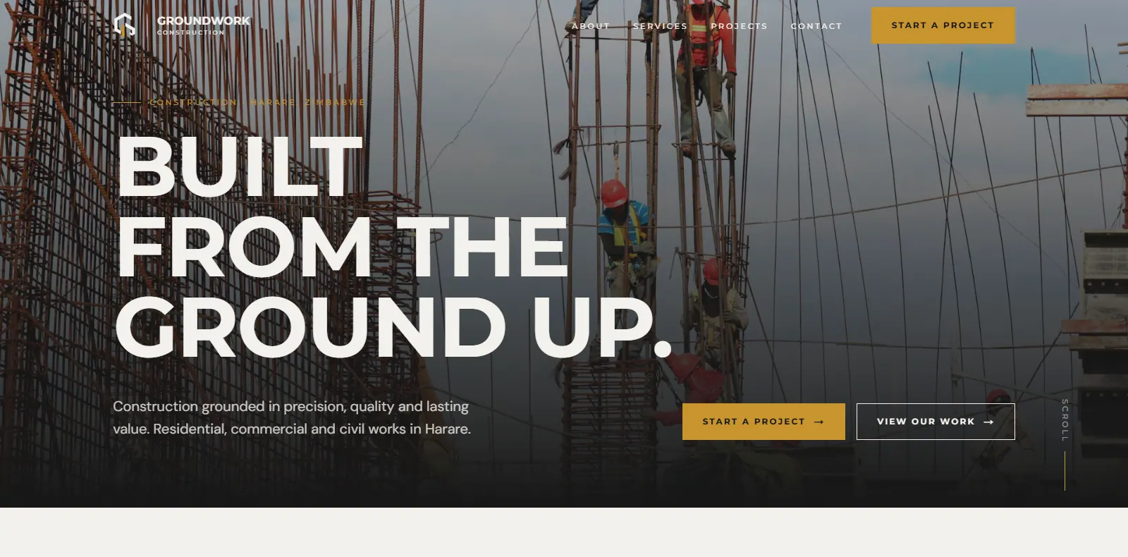 Groundwork Construction website on desktop